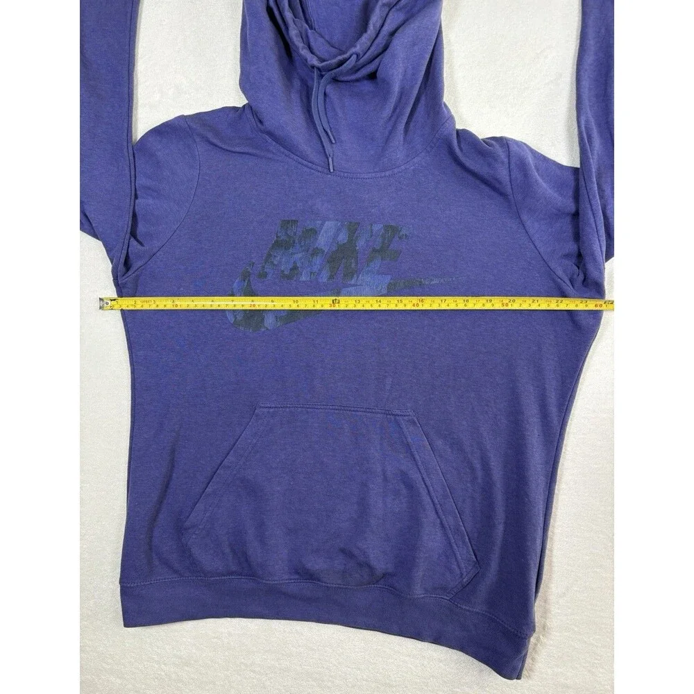 Nike Women’s Purple Fleece Pullover Hoodie Camo Logo Kangaroo Pocket Large